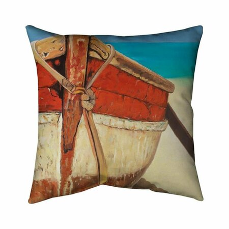 BEGIN HOME DECOR 26 x 26 in. Tied Up Rowing Boat-Double Sided Print Indoor Pillow 5541-2626-CO81